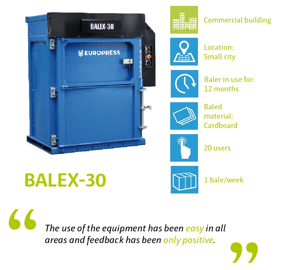 Balex-30 waste baler for company waste management
